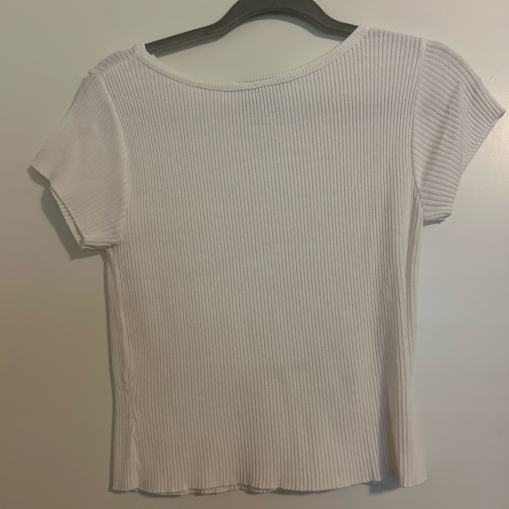 Absolutely White Ribbed Short Sleeve Top - Picture 4 of 4